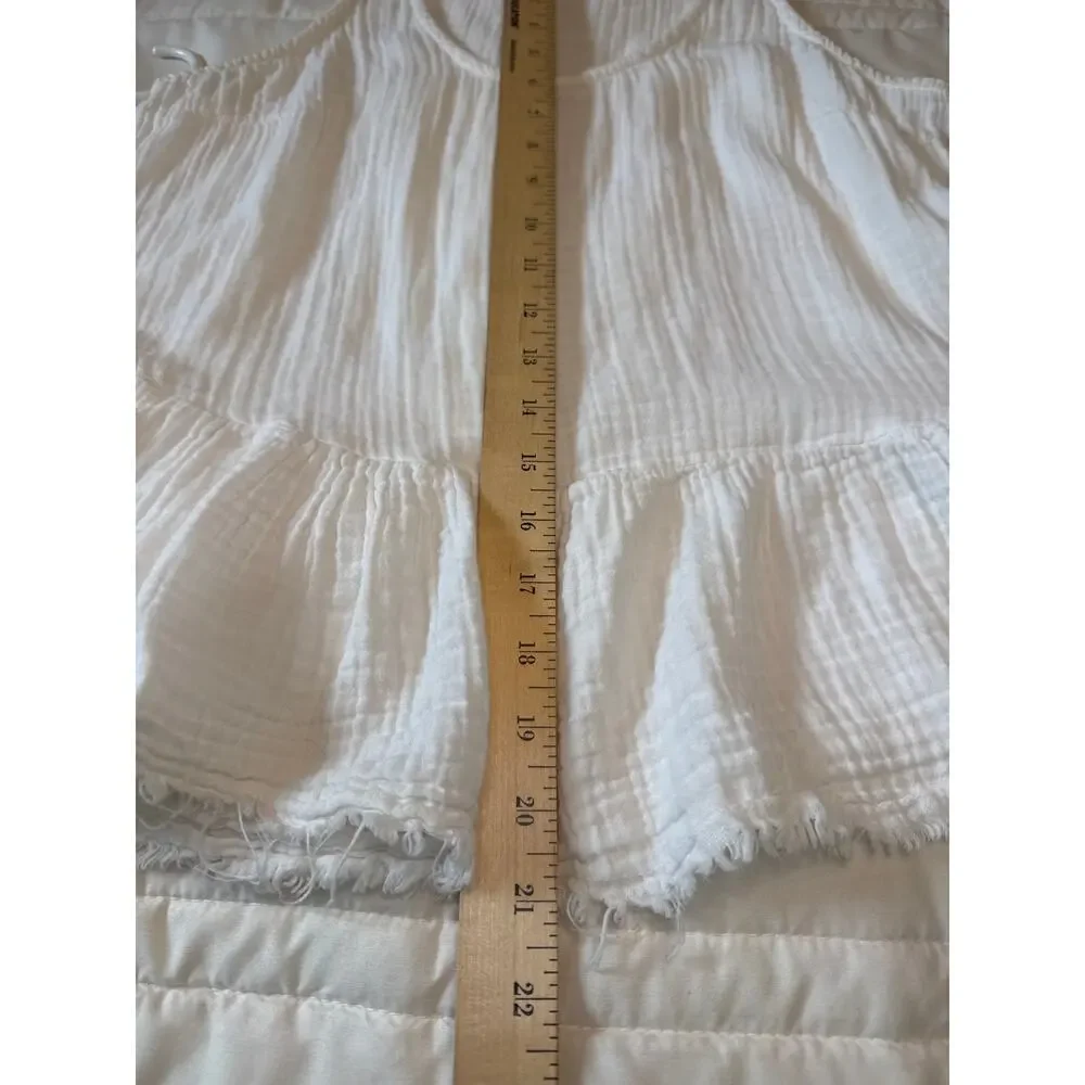 Current Elliott Women's Ballet Tank Top White Cotton Gauze Raw Hem Size 2 - Picture 7 of 7